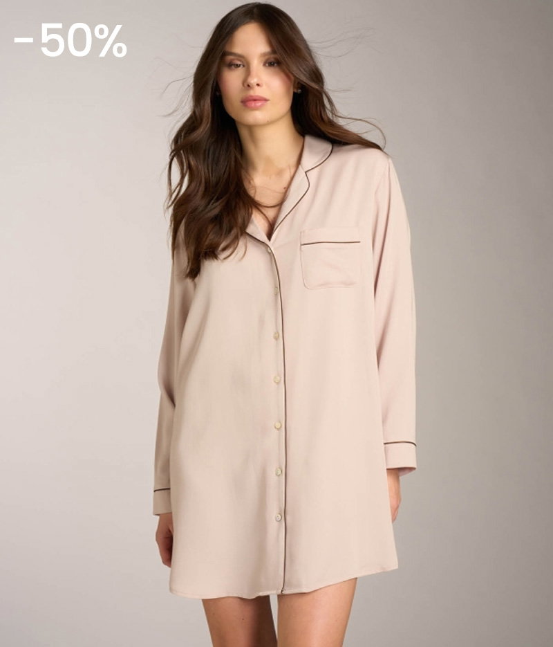 Camicia da notte abbottonata Satin Aura