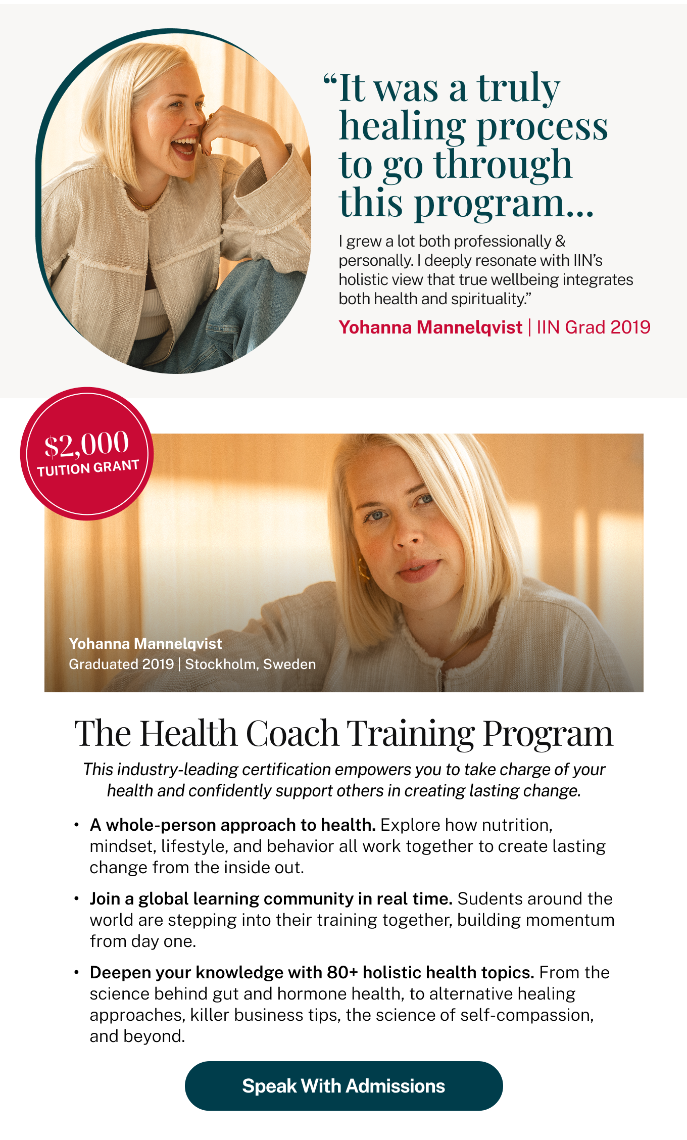 The Health Coach Training Program. Speak with Admissions