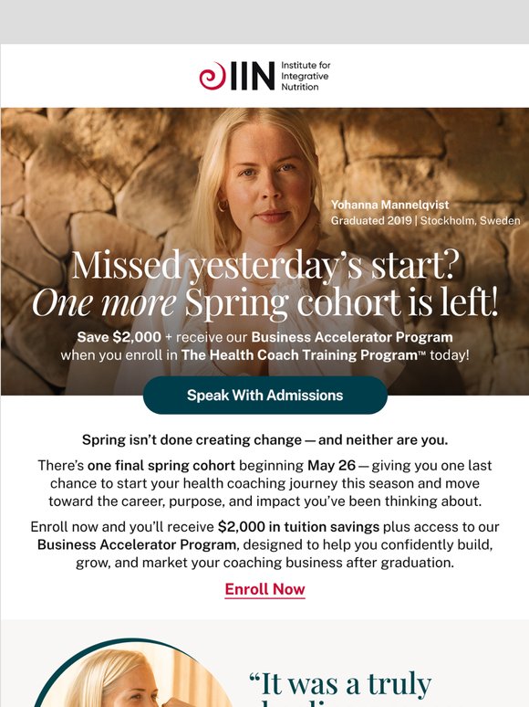 One More Chance to Start Health Coaching This Spring