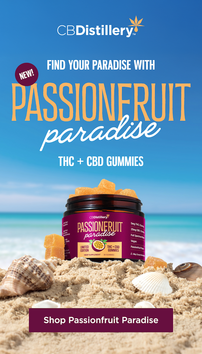 Find your paradise with NEW Passionfruit Paradise THC + CBD Gummies! Shop Passionfruit Paradise