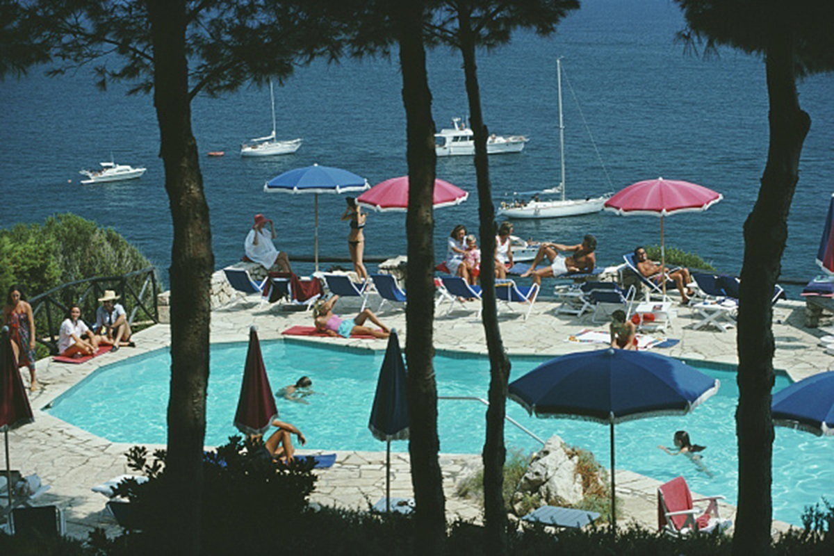Slim Aarons 'Pellicano Pool' Archival Pigment Print Framed In Black