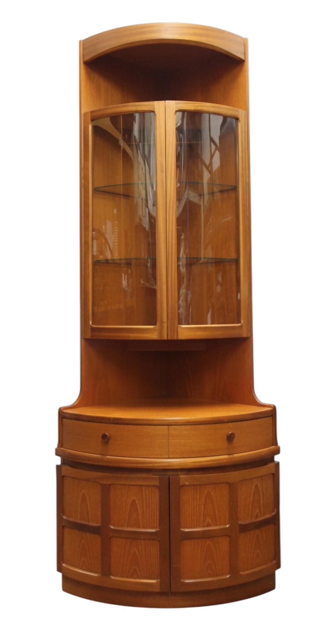 Mid Century Nathan Teak Tall Corner Cabinet
