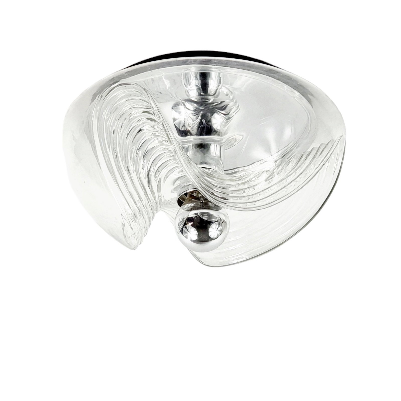 X.L. Mid Century Space Age Glass Wave Ceiling Light By Koch & Lowy For Peill & Putzler, Germany, 1970s