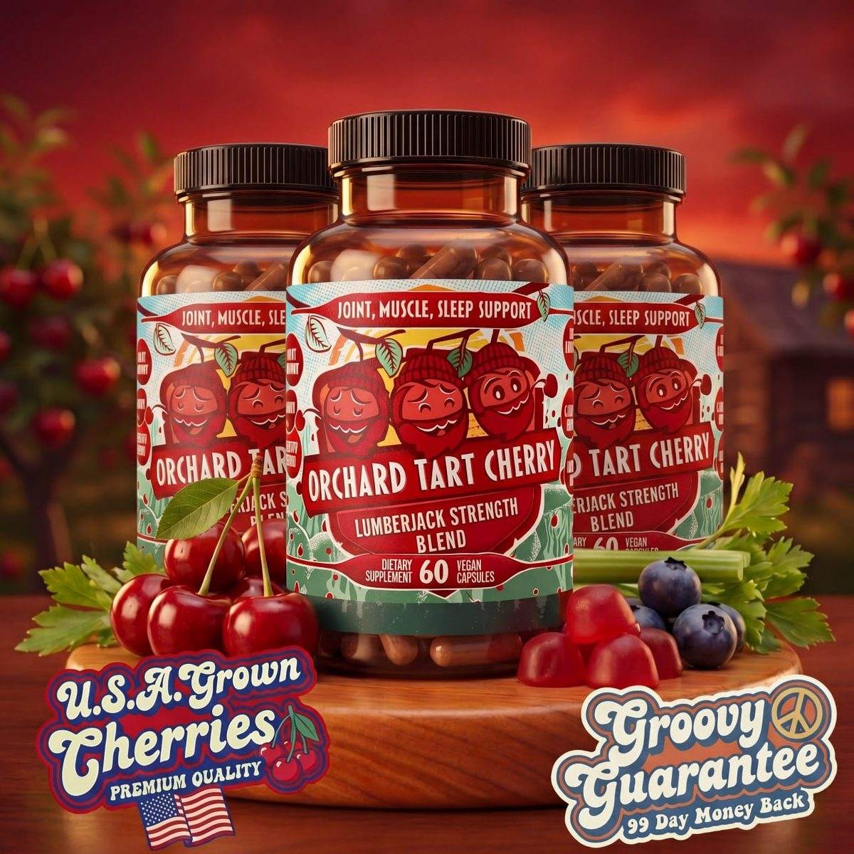 Orchard Tart Cherry Buy 2, Get 1 Free commune special with 99-Day Groovy Guarantee.
