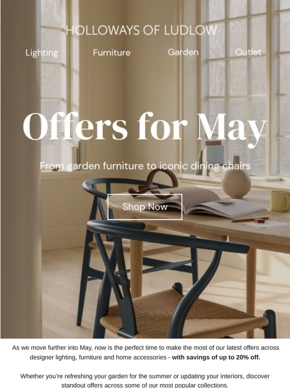 May Offers - Up to 20% Off Designer Favourites