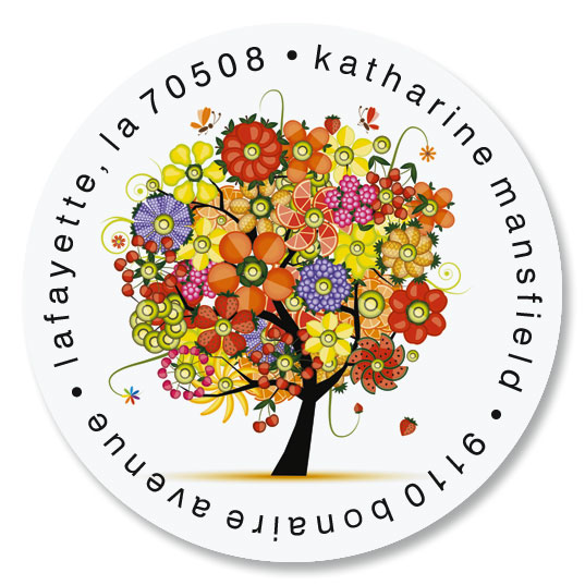 Image of Blooming Tree Round Address Labels