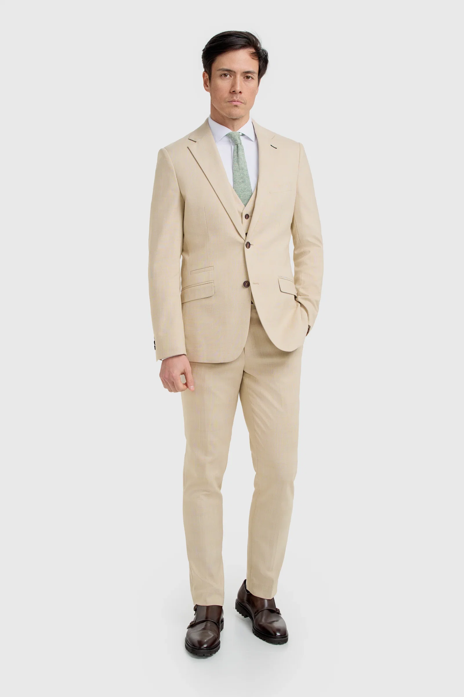 Image of Camden Beige Three Piece Suit