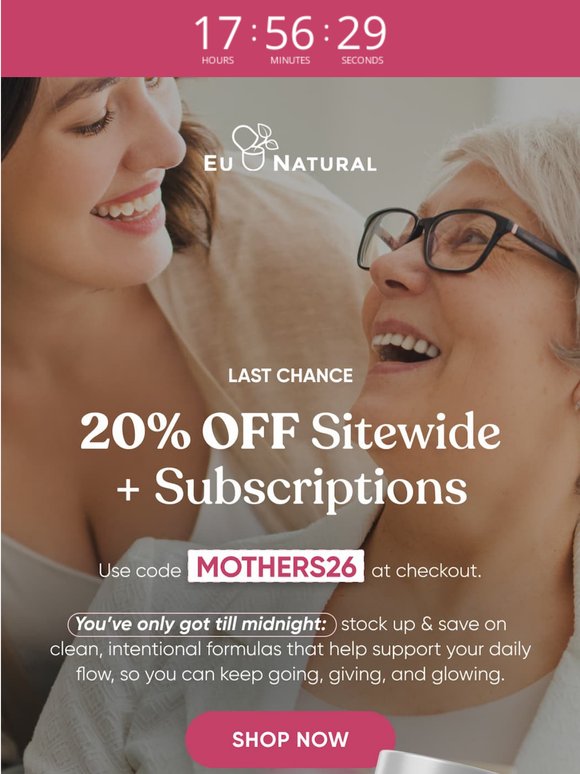 Ends Tonight: 20% Off Mother’s Day Event ⏳