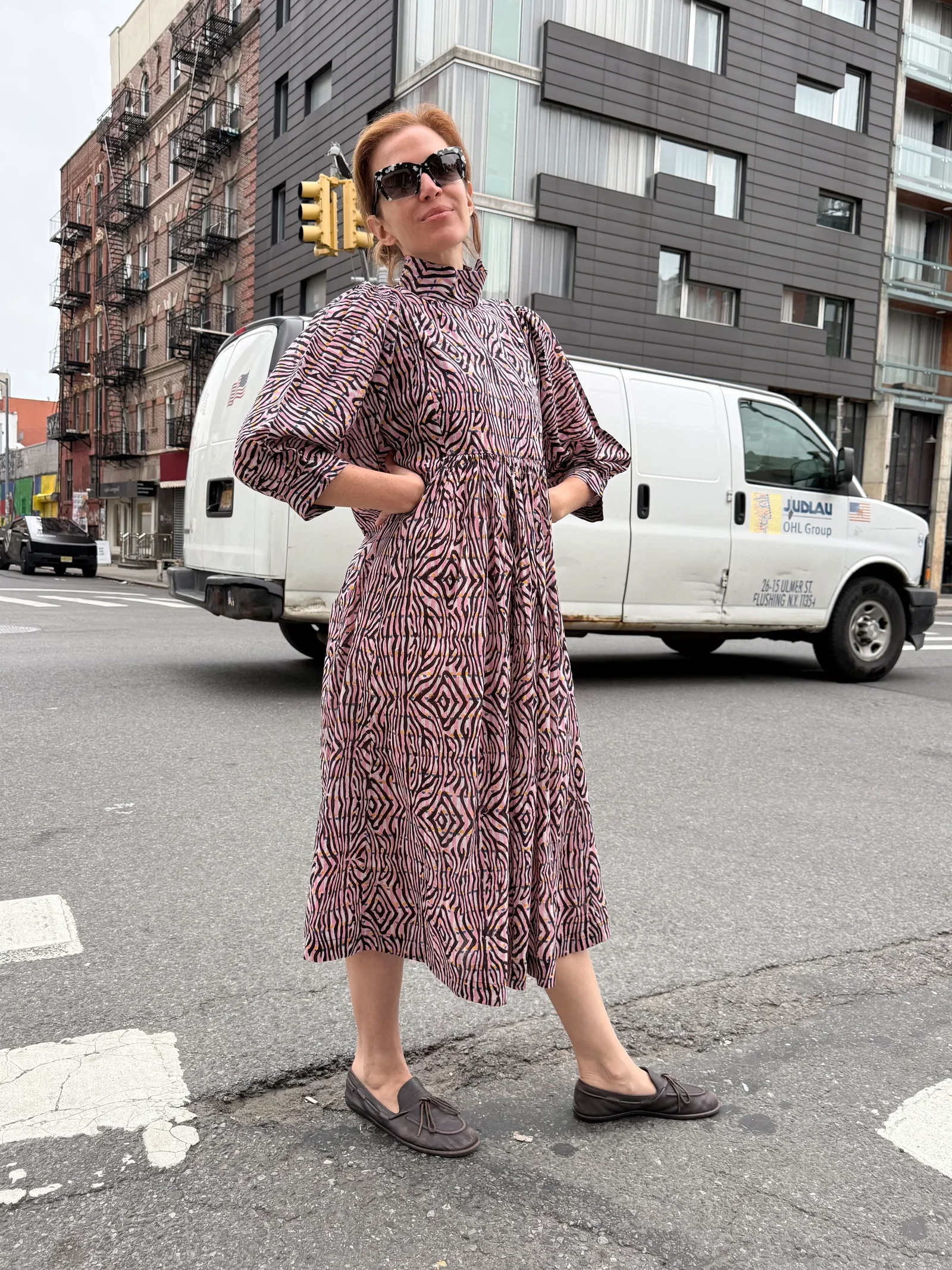 Image of Snap Smock Dress in Rainbow Zebra