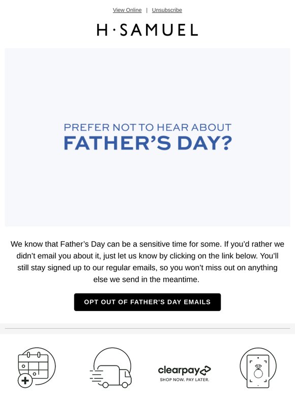 Want to opt out of Father's Day emails?