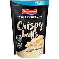 Ehrmann High Protein Crispy Balls ohne Zuckerzusatz, weiße Schokolade, 55g