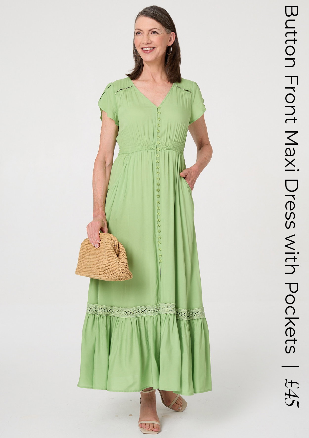 Button Front Maxi Dress with Pockets | Shop Now