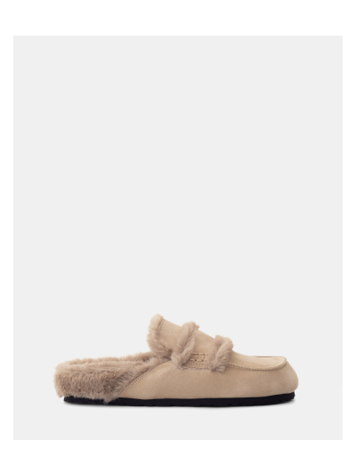 Yuki Mule Taupe Faux Suede