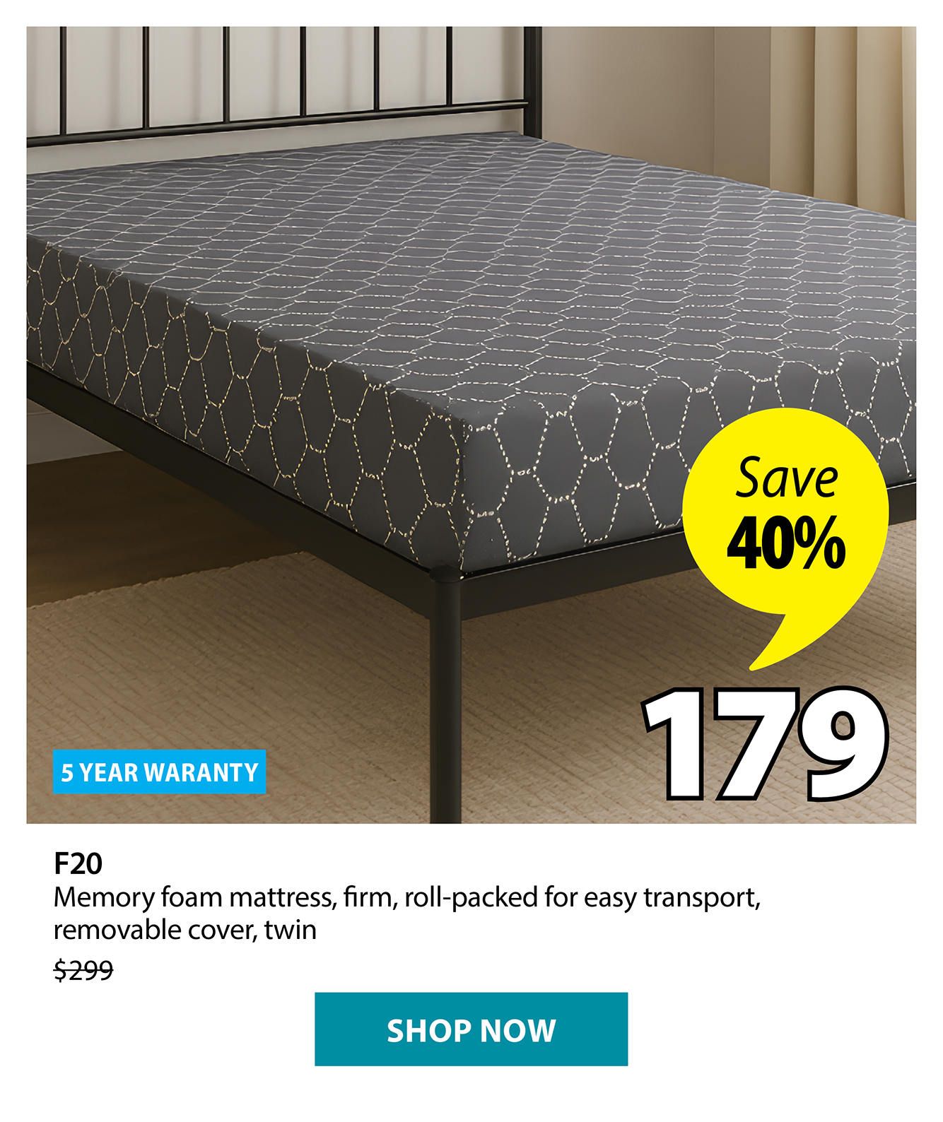 F20 Memory foam mattress | Save 40%