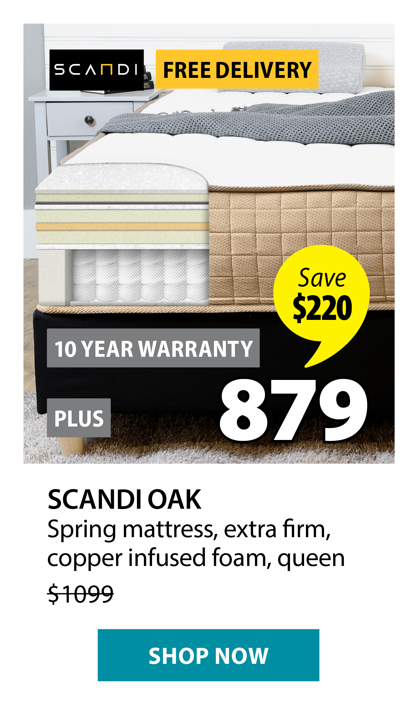 SCANDI OAK Spring mattress | Save $220