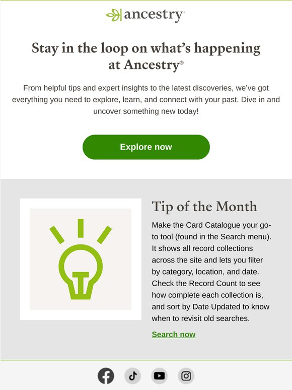 Your Ancestry tip of the month: the Card Catalogue