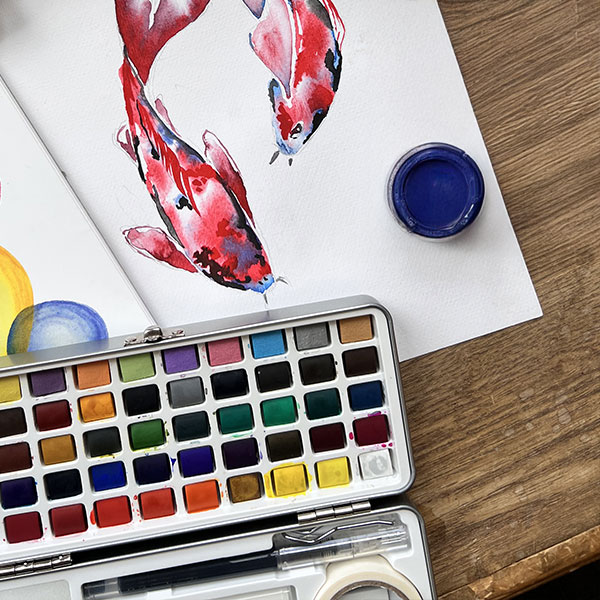 Aquarelle Coffret métal 50 demi-godets + accessoires - Rougier&Plé