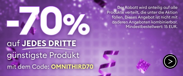 -70% auf jedes dritte, günstigste Produkt mit dem Code OMNITHIRD70