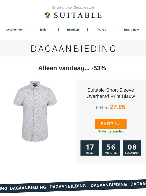 Alleen vandaag: Suitable Short Sleeve Overhemd Print Blauw