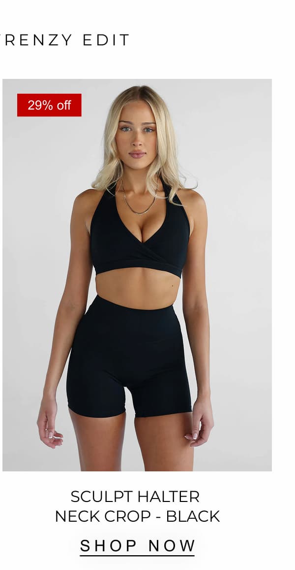 SCULPT HALTER NECK CROP - BLACK | SHOP NOW 