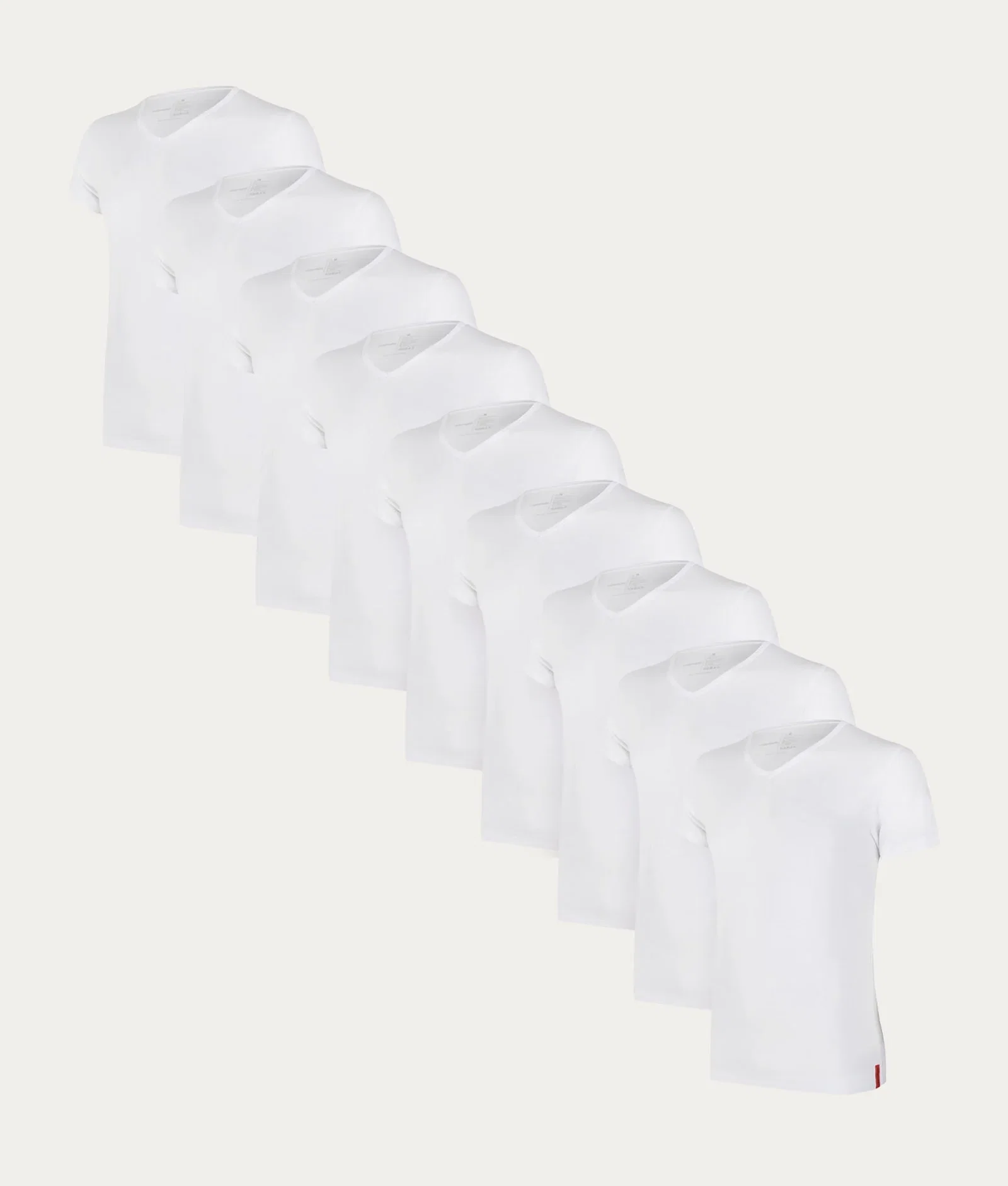 Image of Witte Slim Fit T-shirts V-hals Chalk White (9-pack)