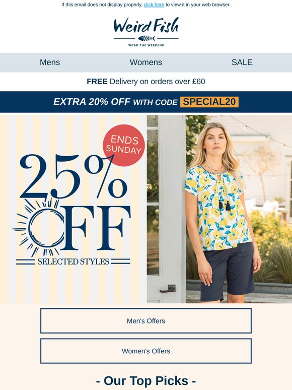 25% OFF Selected Styles