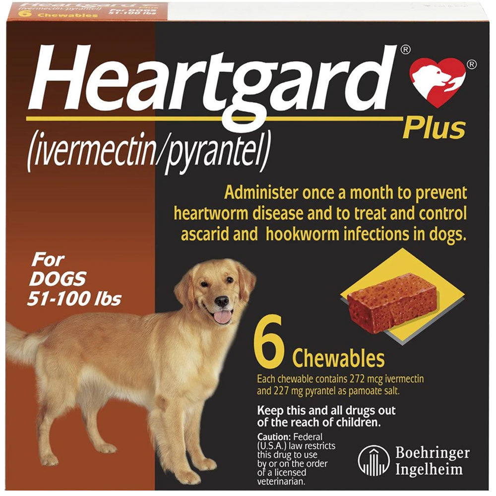 Image of Heartgard Plus 51-100 lbs Dogs, 6 Month, Chewable Tablets