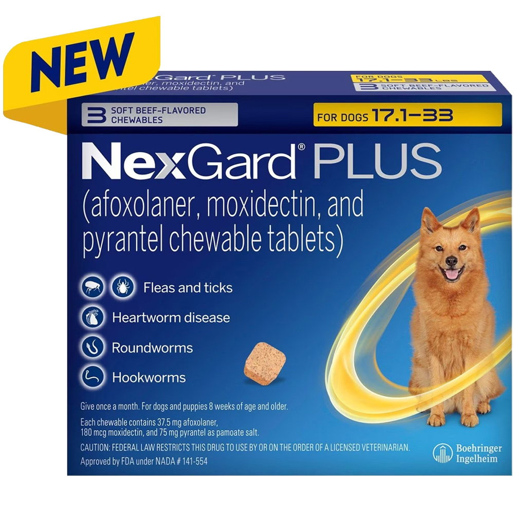 Image of NexGard Plus for Dogs - 17.1-33 lbs Yellow, 3 Months