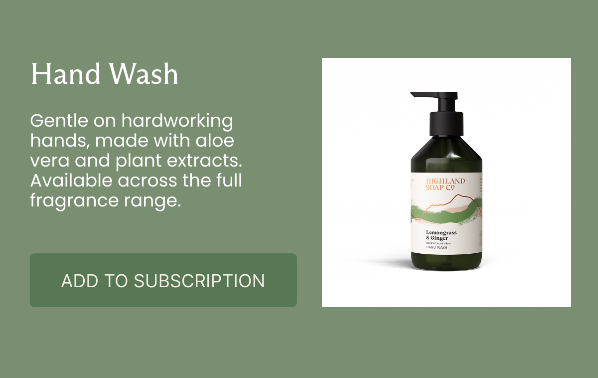 Hand Wash Gentle on hardworking hands, made with aloe vera and plant extracts. Available across the full fragrance range.[ADD TO SUBSCRIPTION]