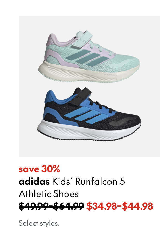adidas Runfalcon 5 Athletic Shoes
save 30%
49.99 - 64.99 (Strikethrough)
34.98 - 44.98
Select styles.