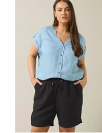 EVANS Curve Black Premium Linen Shorts