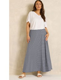 EVANS Curve Black & White Stripe Midaxi Skirt