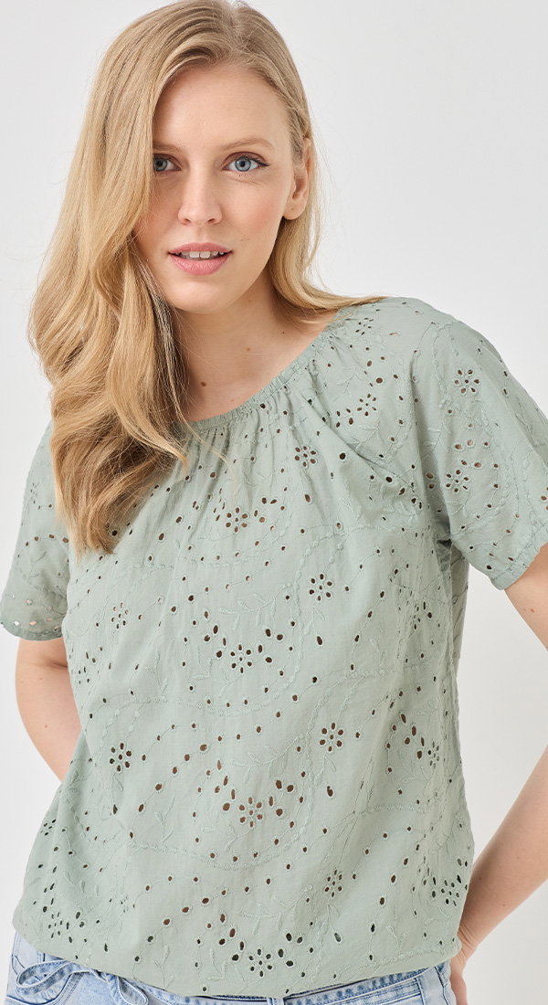 Luftiges Shirt mit Glitzerschrift