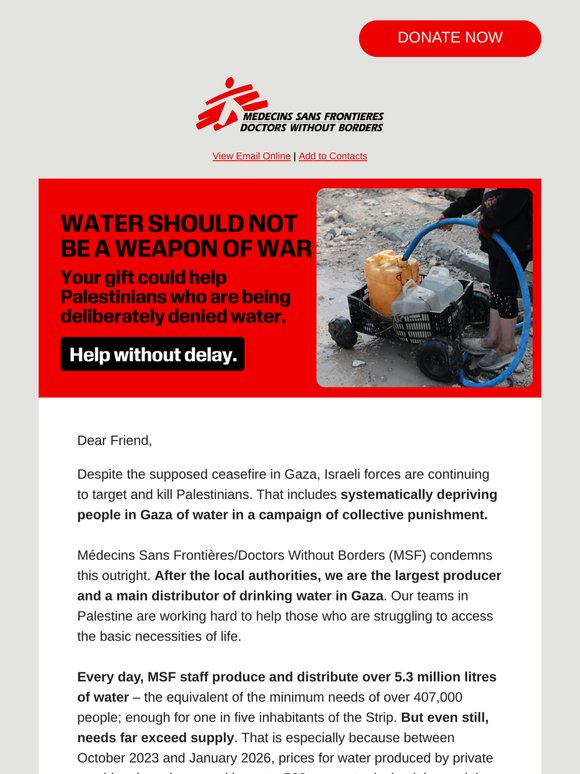 Water should not be a weapon of war