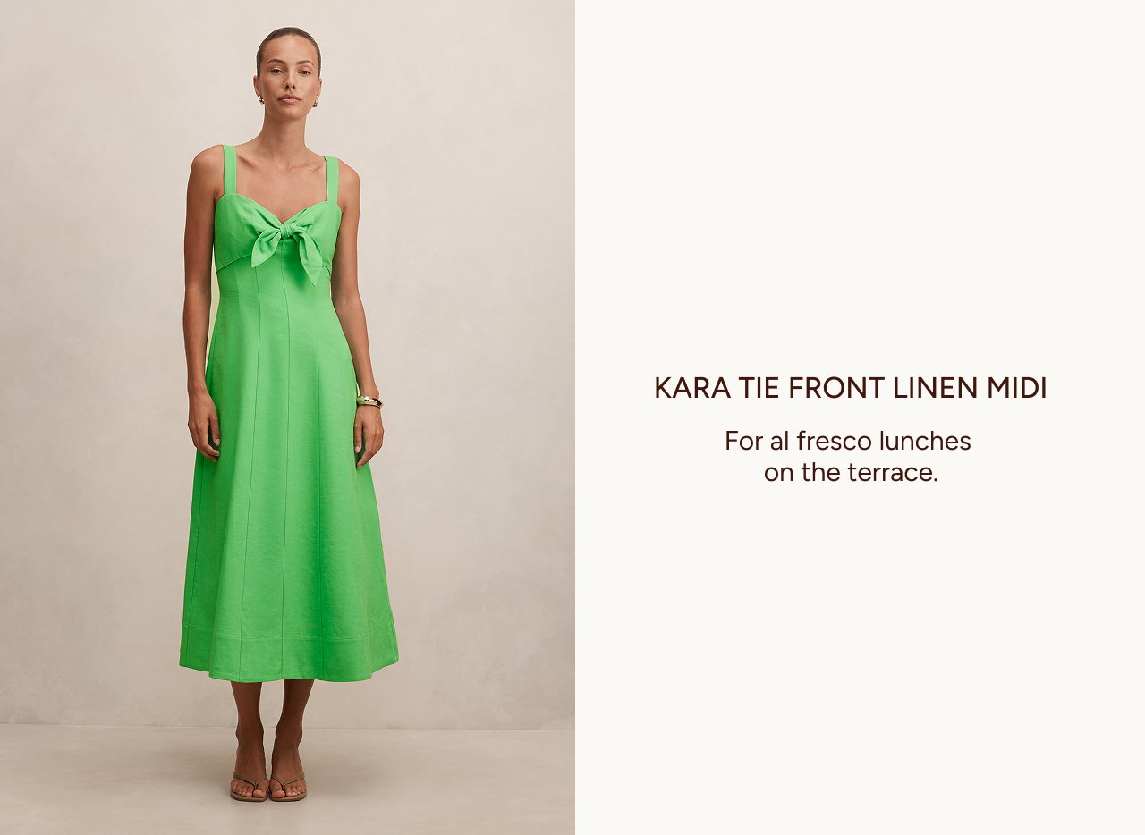 Kara Tie Front Linen Midi Dress