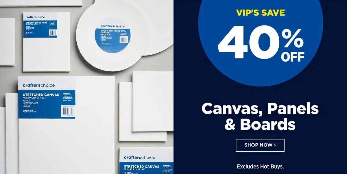 40% OFF Canvas, Panels & Boards