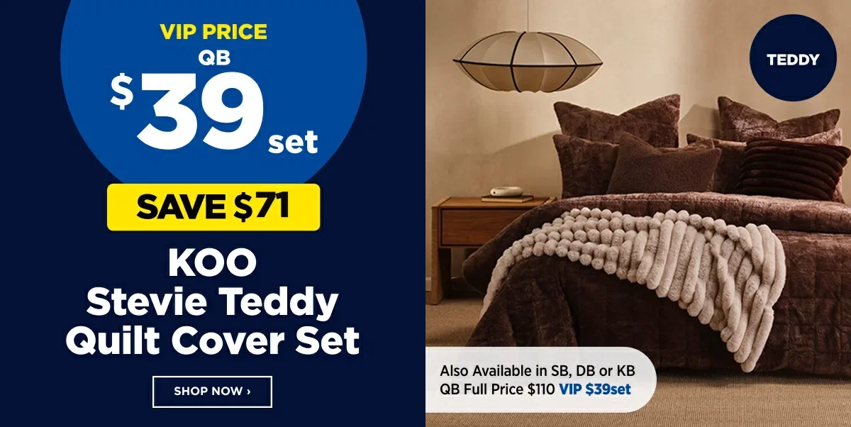 $39 set KOO Stevie Teddy Quilt Cover Set