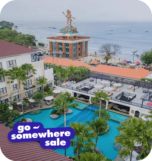 View of an outdoor pool at a Bali resort