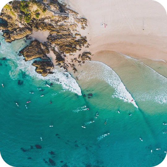 People swimming in the beach