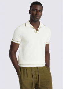 Off-White Contrast Placket Skipper Polo Shirt