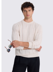 Oatmeal Linen-Blend Crewneck Jumper