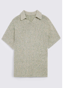 Multi-Colour Cotton-Linen V-Neck Polo Shirt