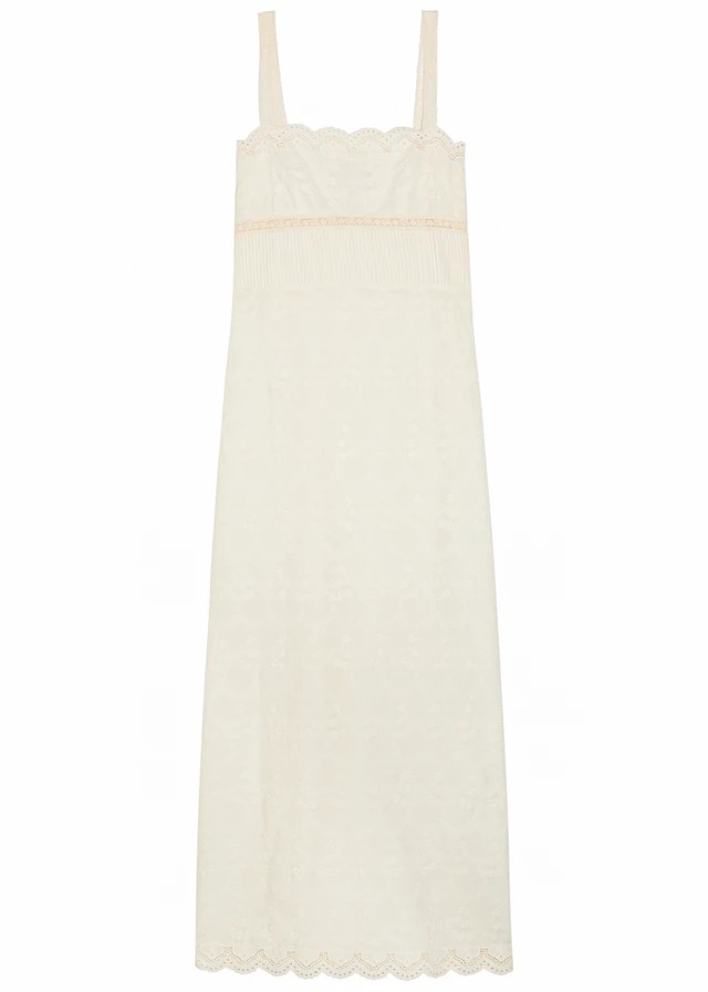 SOLAQUA Mila embroidered cotton midi dress