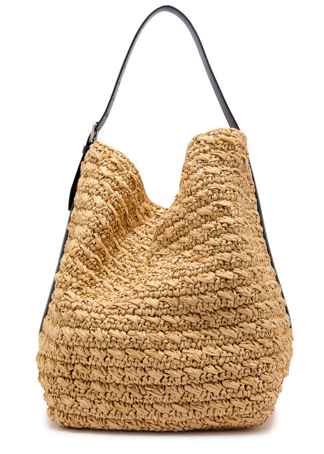 TOTEME Leather and raffia tote bag