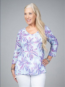 Sleeve Top WIth Diagonal Piping