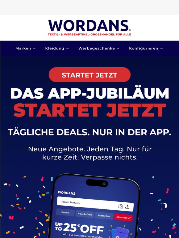 Das App-Jubiläum startet jetzt! 🎉 Tägliche Deals inklusive
