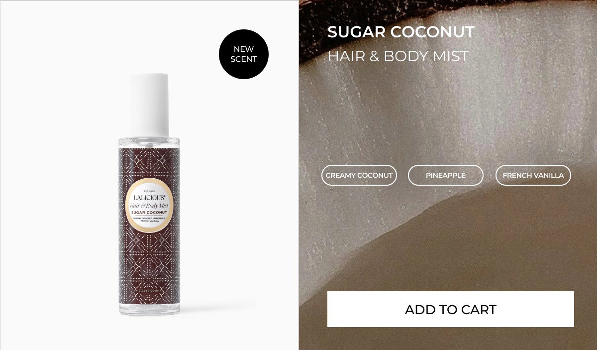 sugar coconut hair & body mist creamy coconut pineapple french vanilla add to cart Add to cart