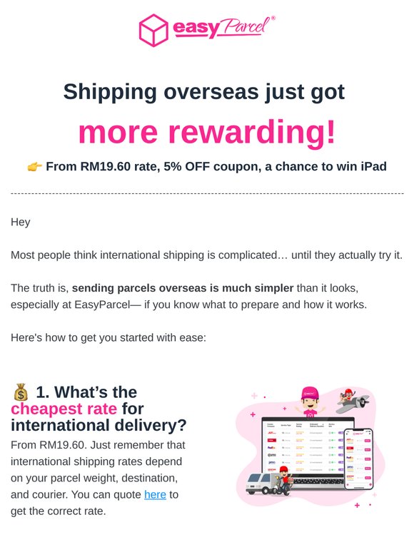International Shipping Cost=RMXX?