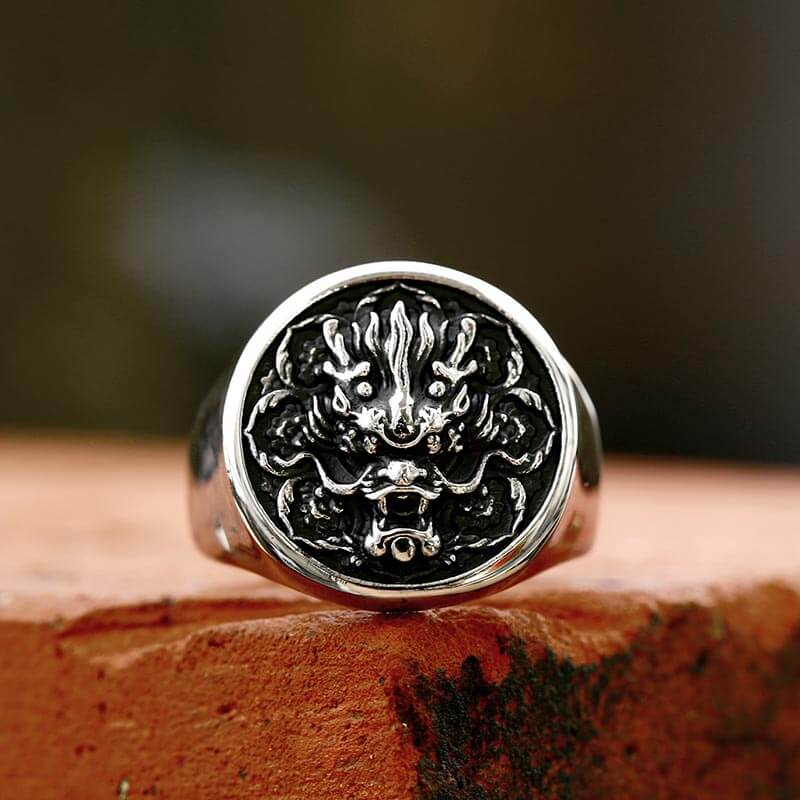 Image of Vintage Dragon Head Pattern Stainless Steel Ring