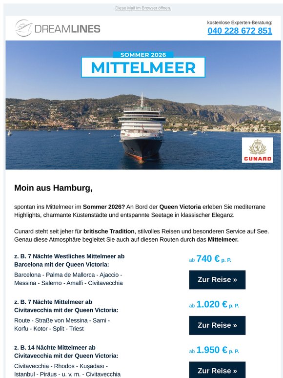 Mit der Queen Victoria stilvoll durchs Mittelmeer